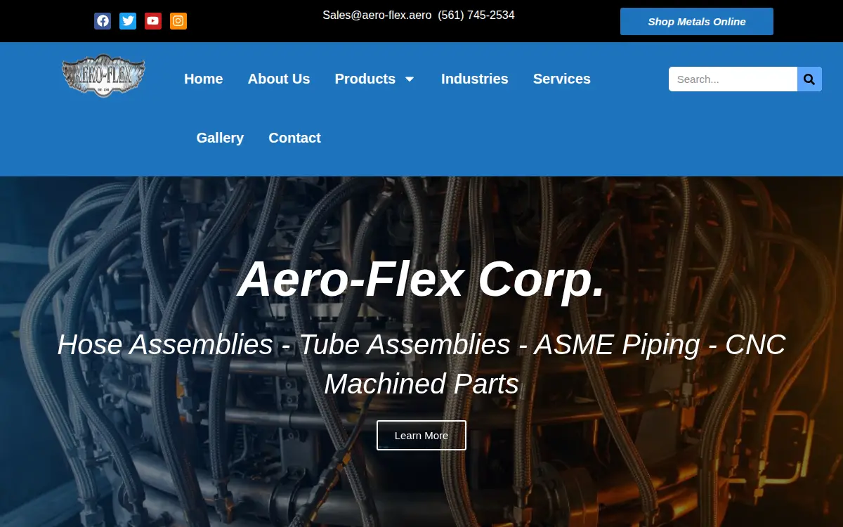 Homepage of Aero Flex CORP