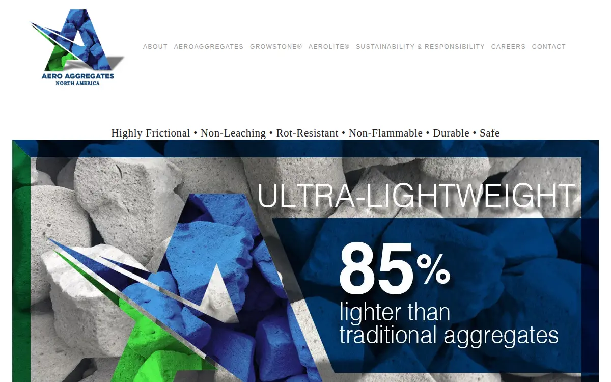 Homepage of Aero Aggregates of North America LLC