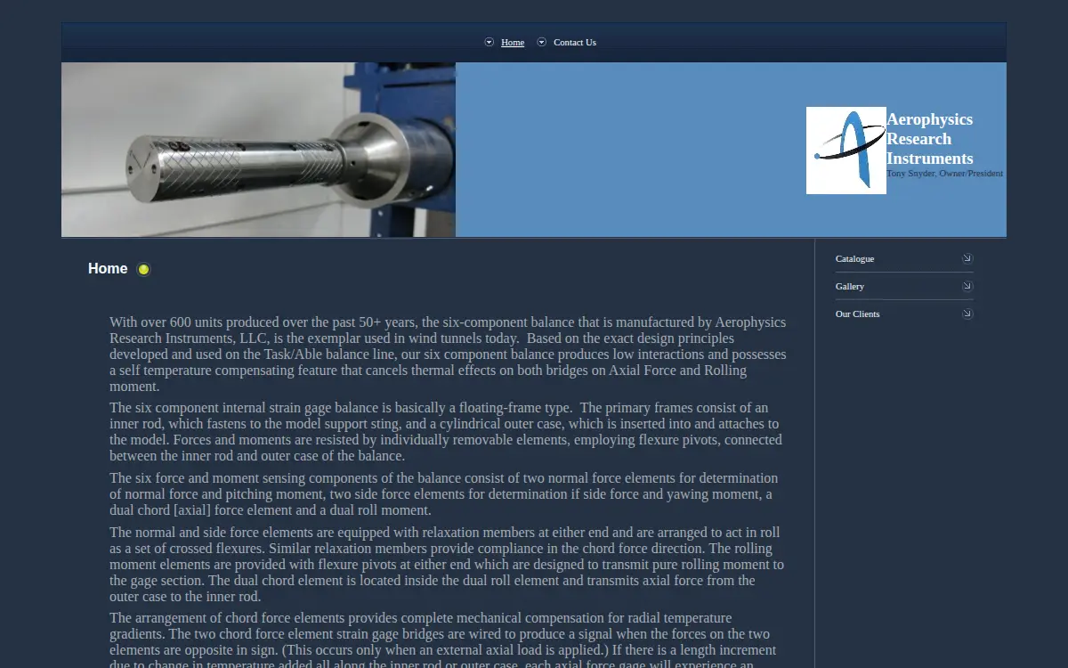 Homepage of Aero Research Instruments, INC