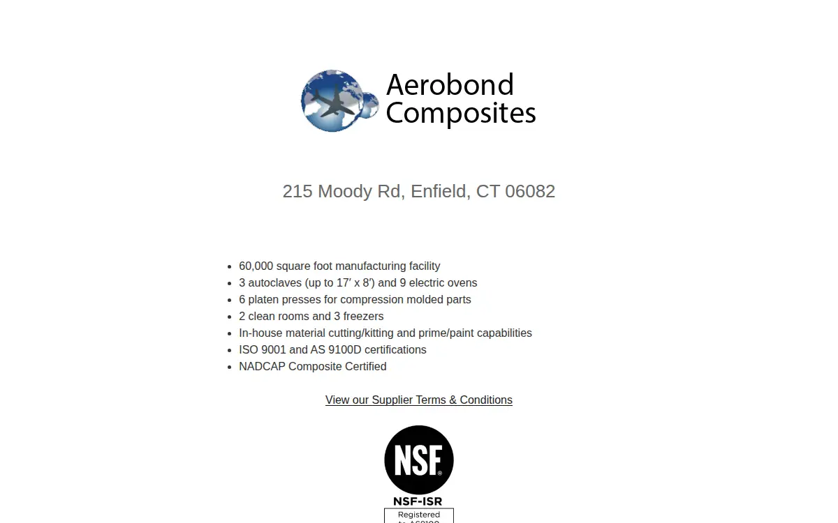 Homepage of Aerobond Composites, LLC