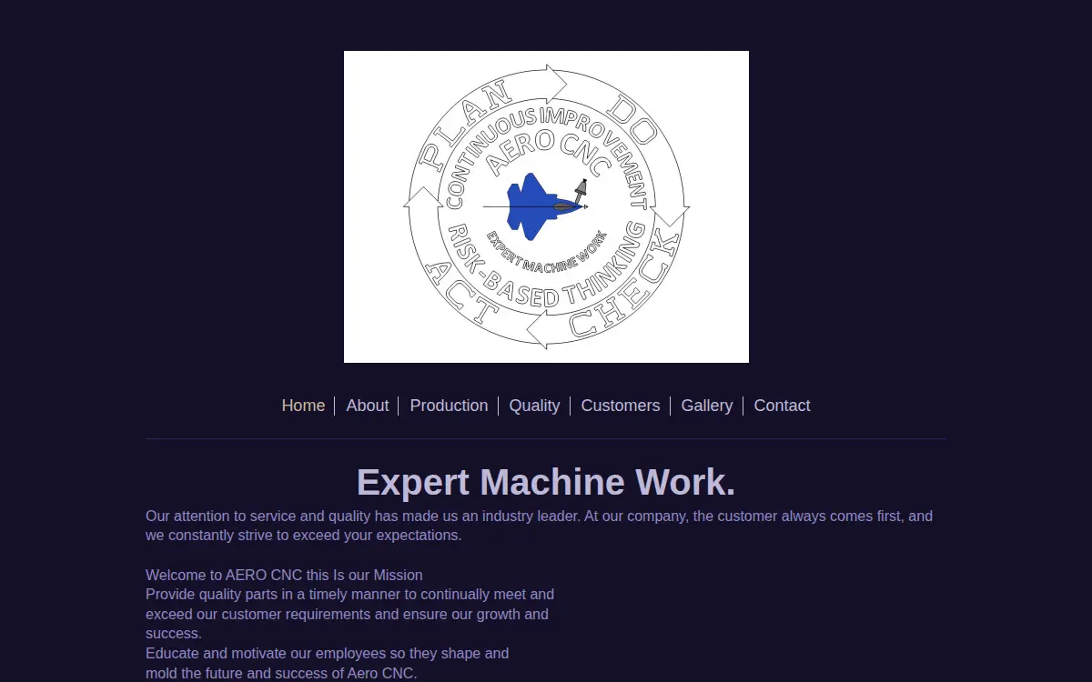 Homepage of Aero Cnc, INC