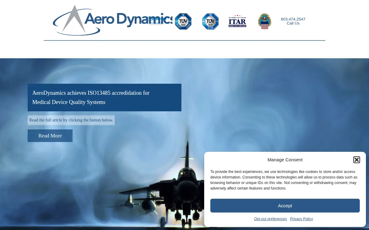 Homepage of Aerodynamics, LLC