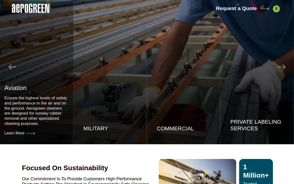 Homepage of Aerogreen Solutions, LLC