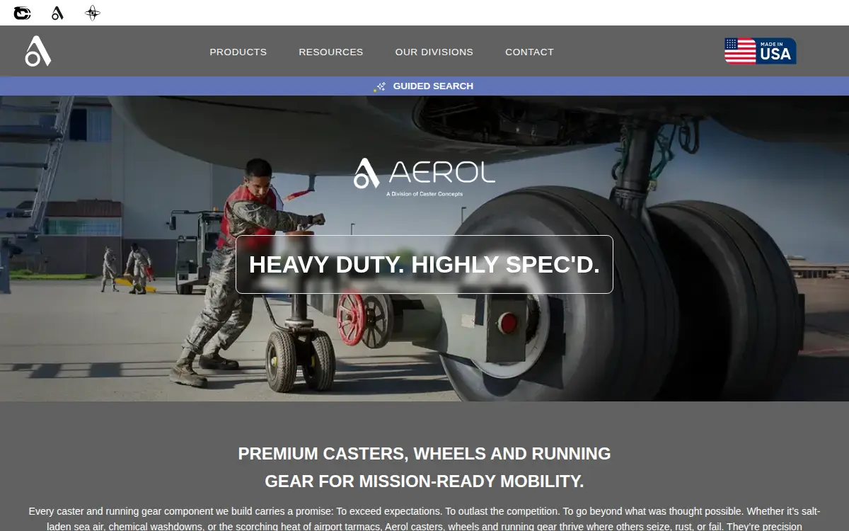 Homepage of Aerol LLC