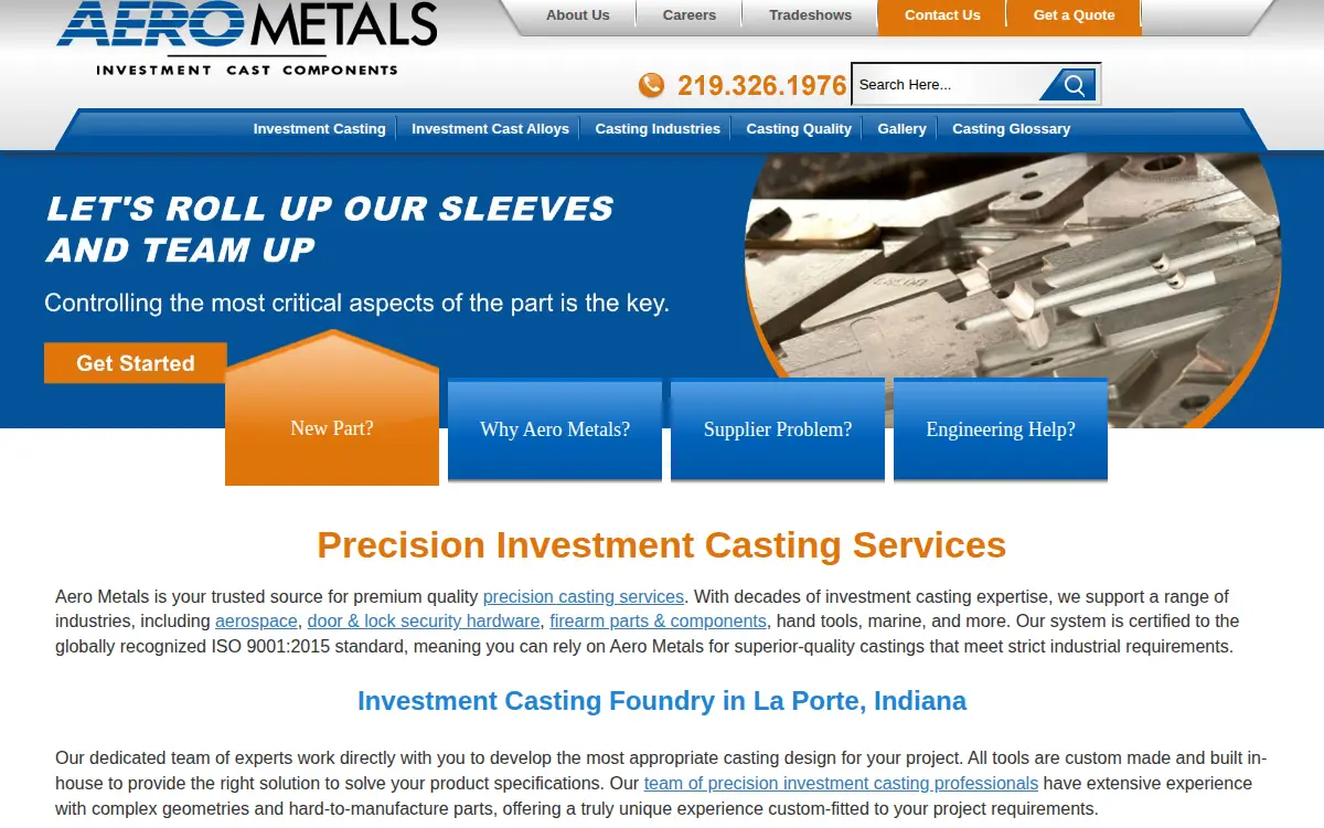 Homepage of Aero Metals INC