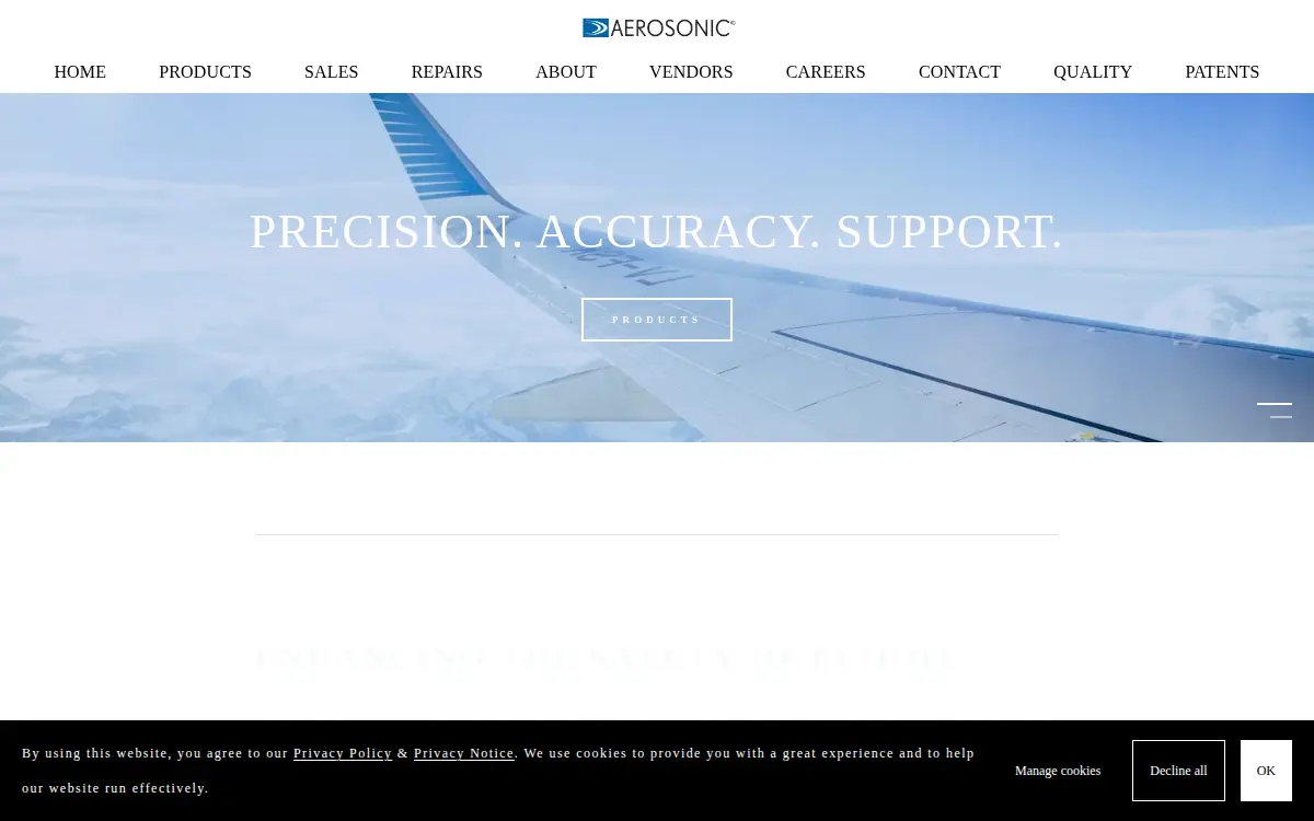 Homepage of Aerosonic LLC