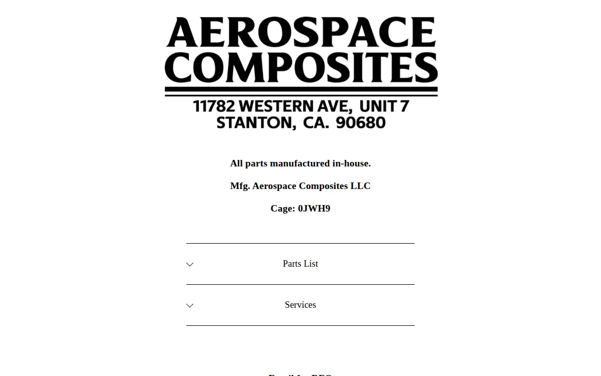 Homepage of Aero Space Composites LLC