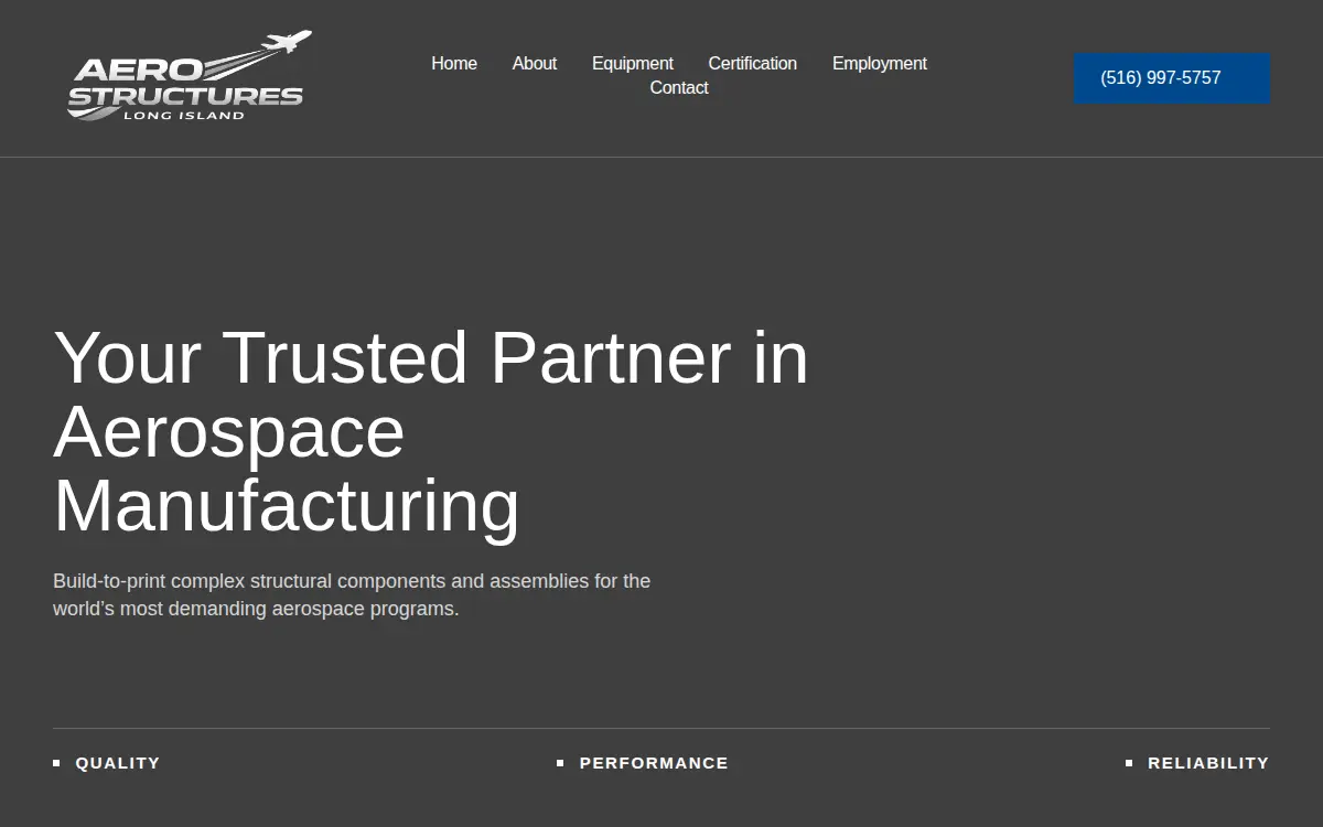 Homepage of Aero Structures Long Island, INC.