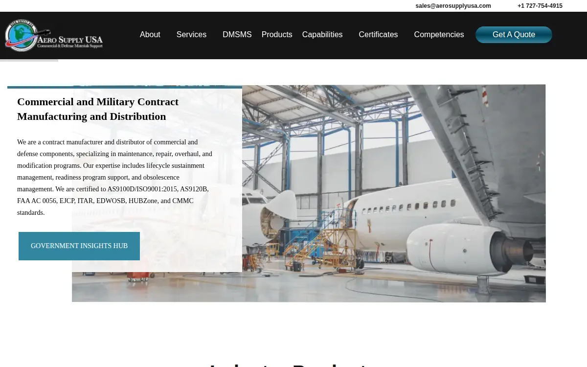 Homepage of Supliaereos USA LLC