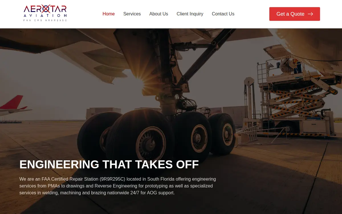 Homepage of Aerotar INC