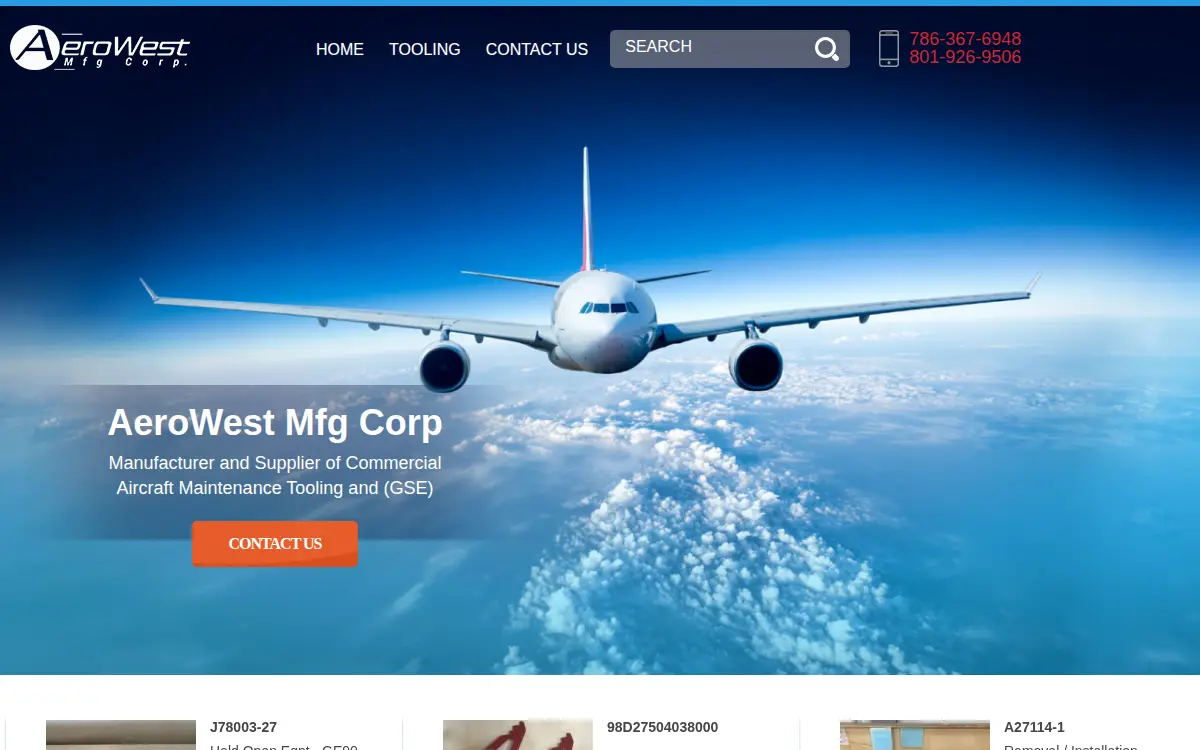 Homepage of Aerowest Mfg CORP