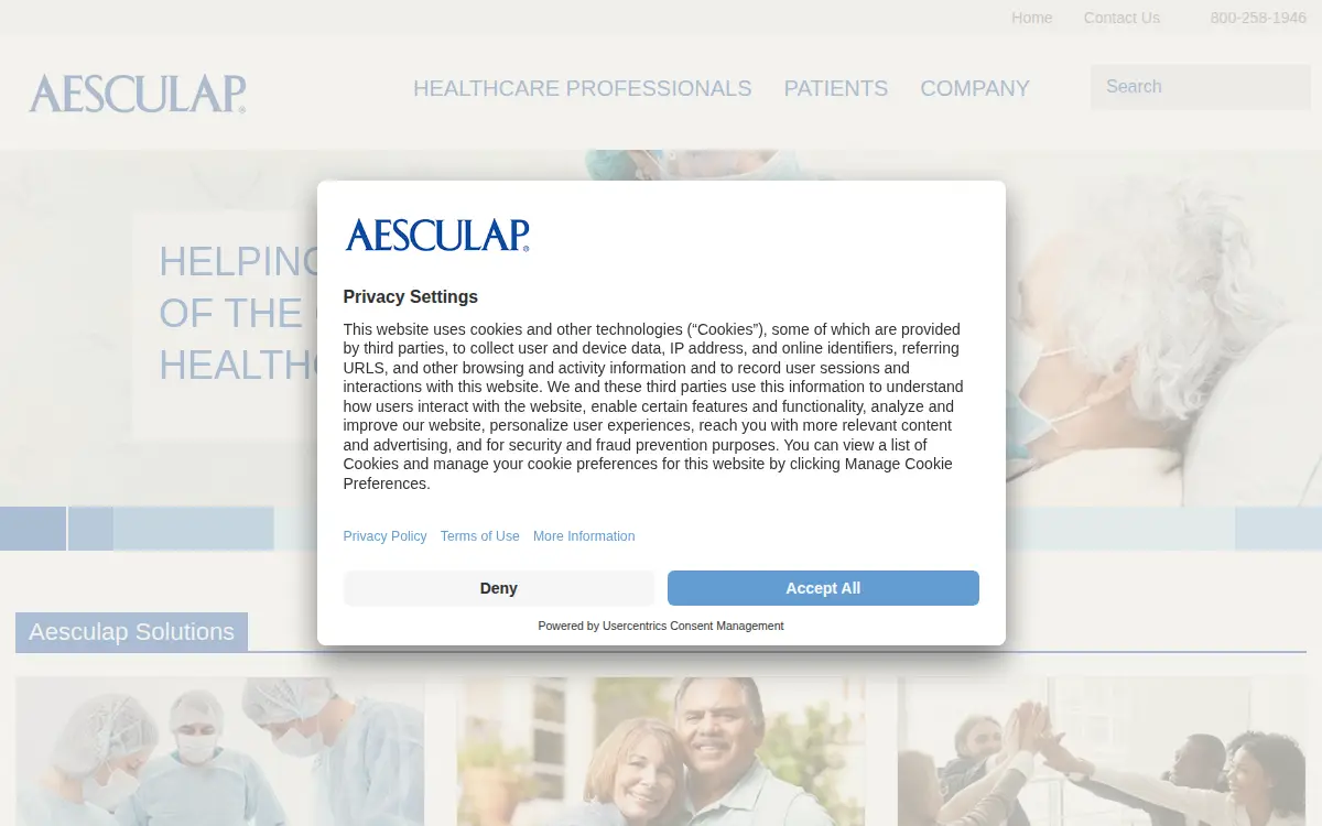 Homepage of Aesculap, INC