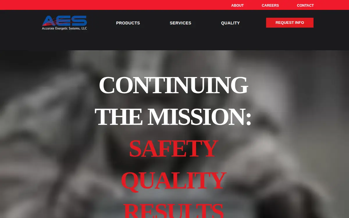 Homepage of Accurate Energetic Systems, LLC