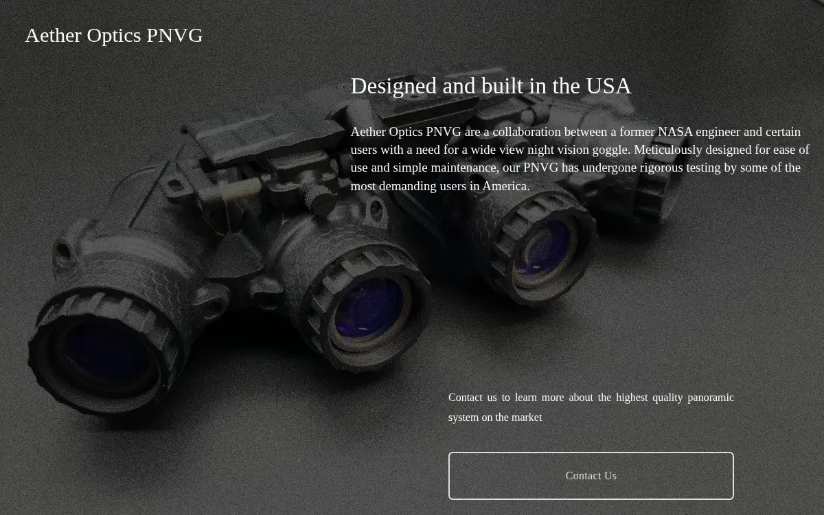 Homepage of Aether Optics LLC