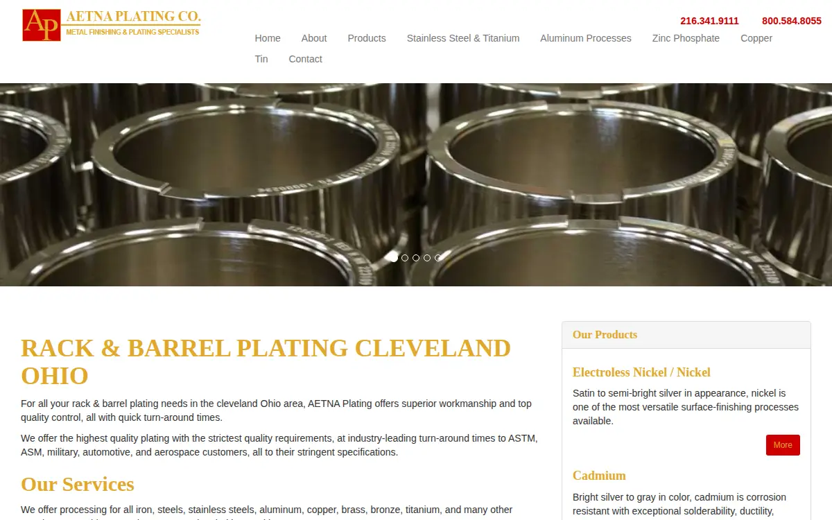 Homepage of Aetna Plating CO.