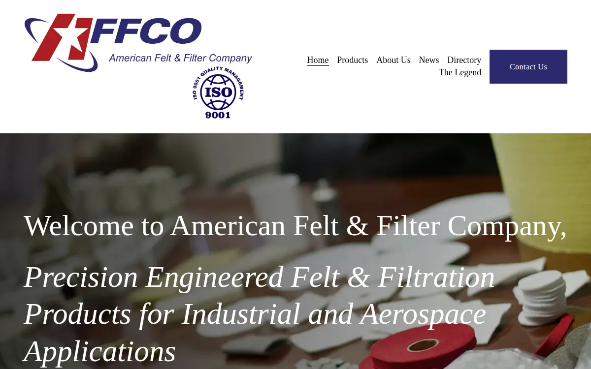 Homepage of American Felt and Filter Company INC