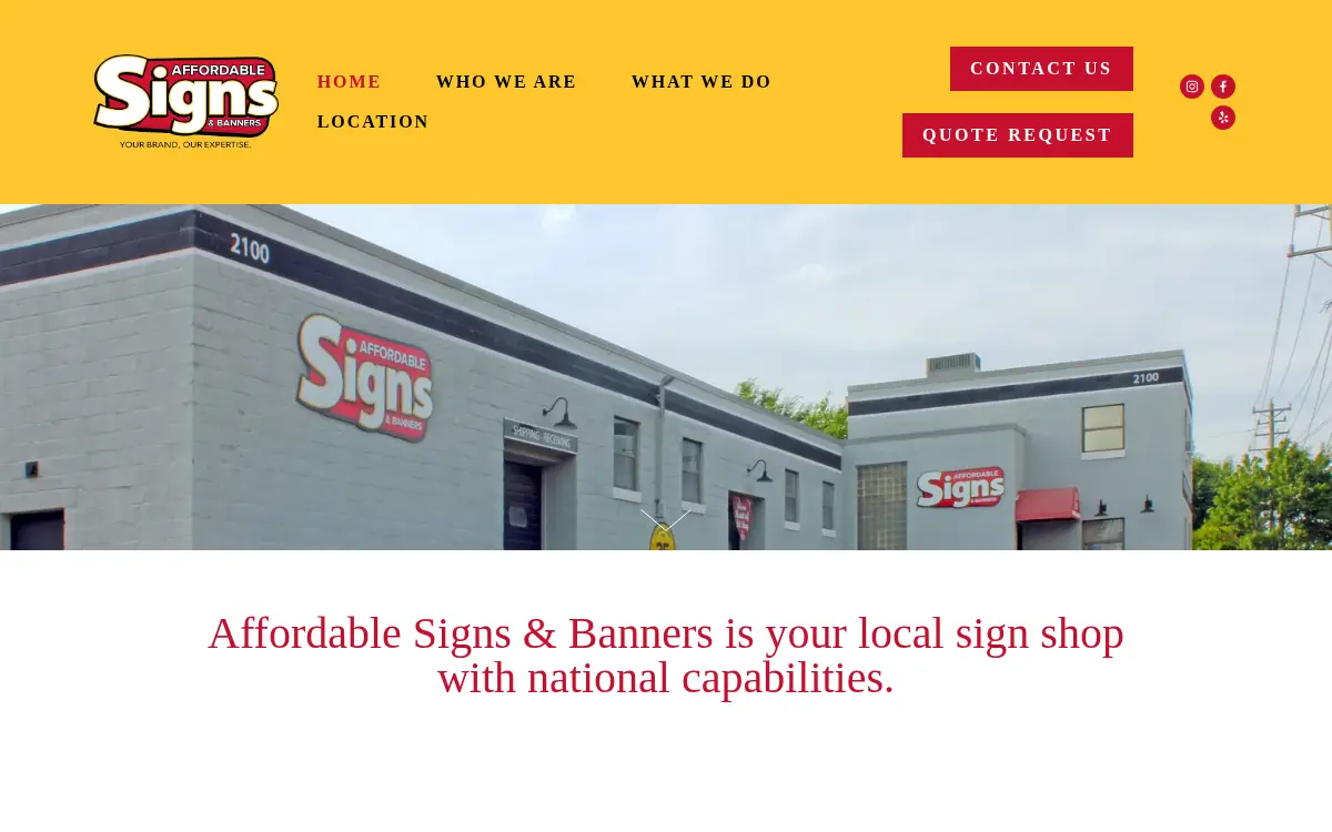 Homepage of Affordable Signs & Banners, INC