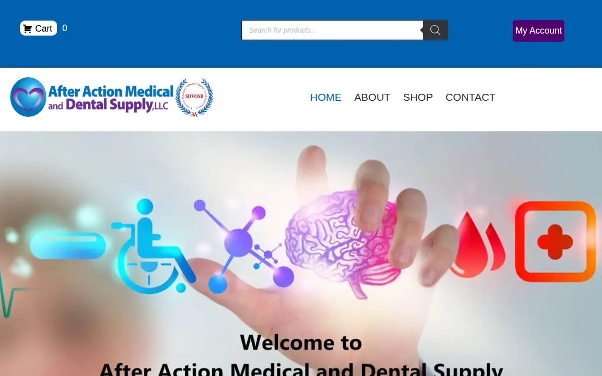 Homepage of After Action Medical and Dental Supply, LLC