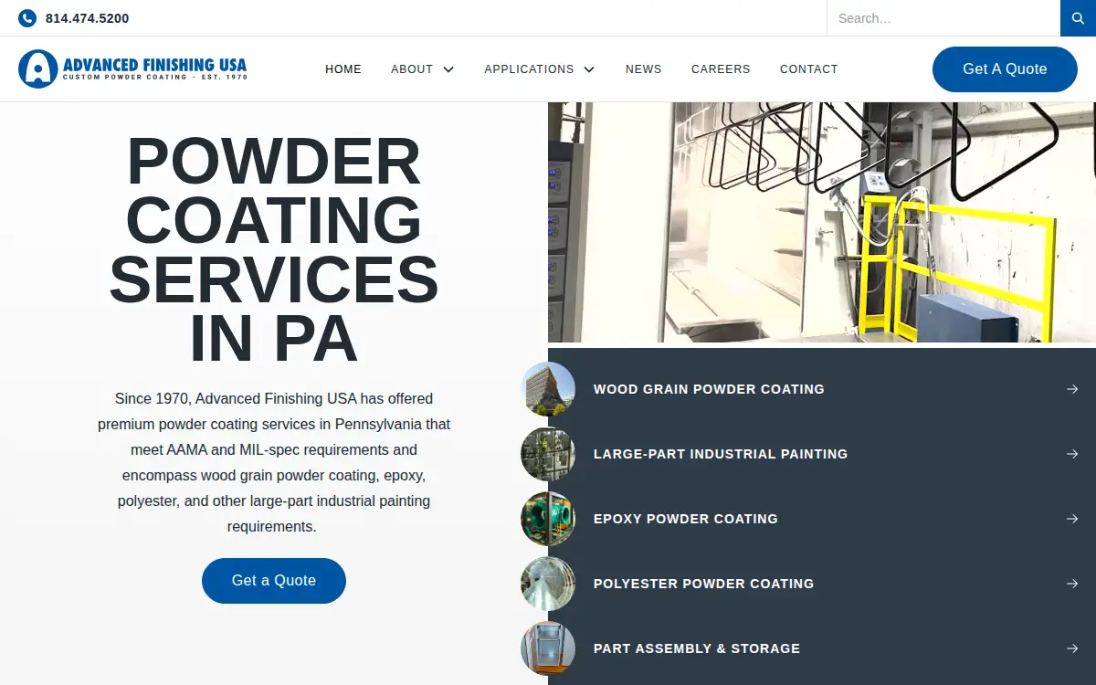Homepage of Advanced Finishing Usa, INC.