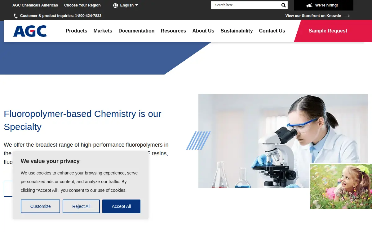 Homepage of Agc Chemicals Americas, INC.