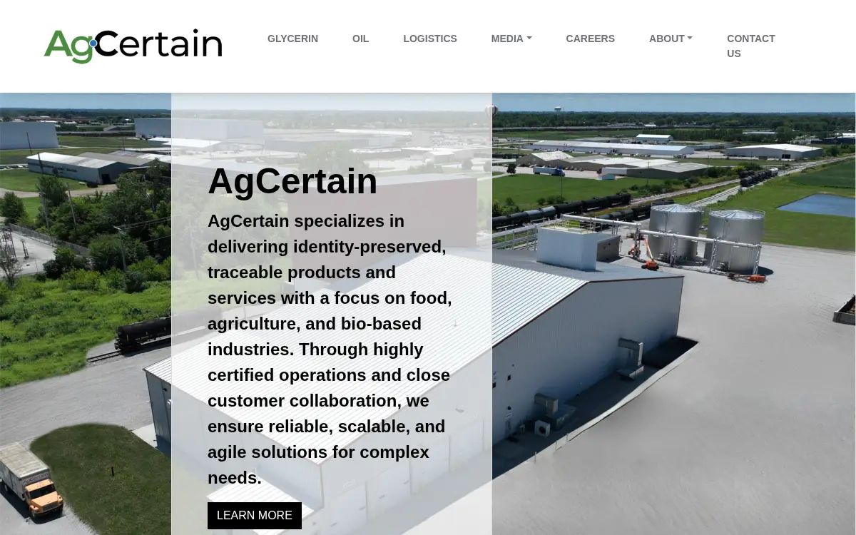 Homepage of Agcertain Industries INC