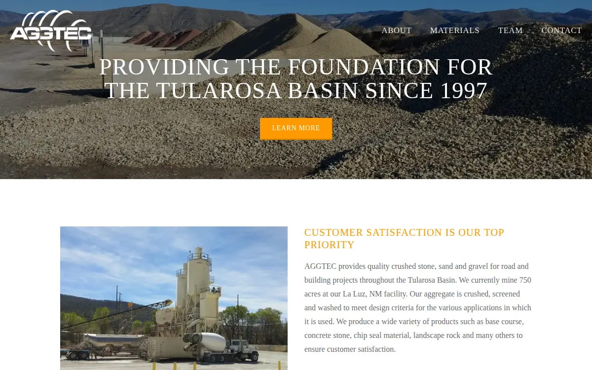 Homepage of Aggregate Technologies, LLC