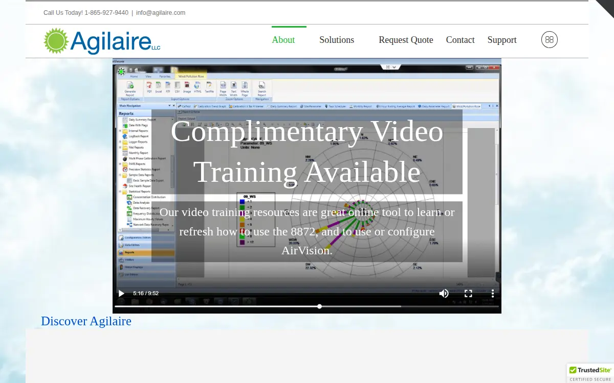 Homepage of Agilaire, LLC