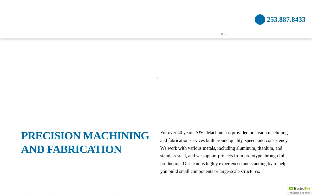 Homepage of A & G Machine, INC.