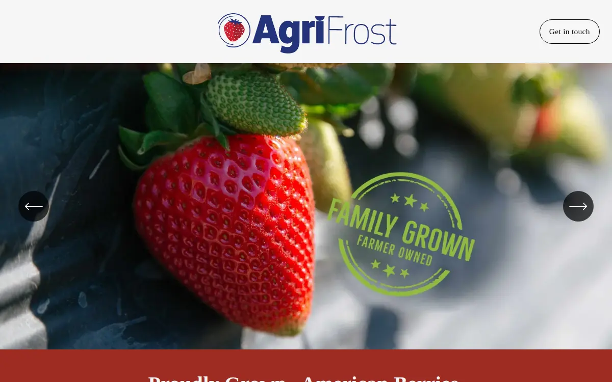 Homepage of Agrifrost, LLC
