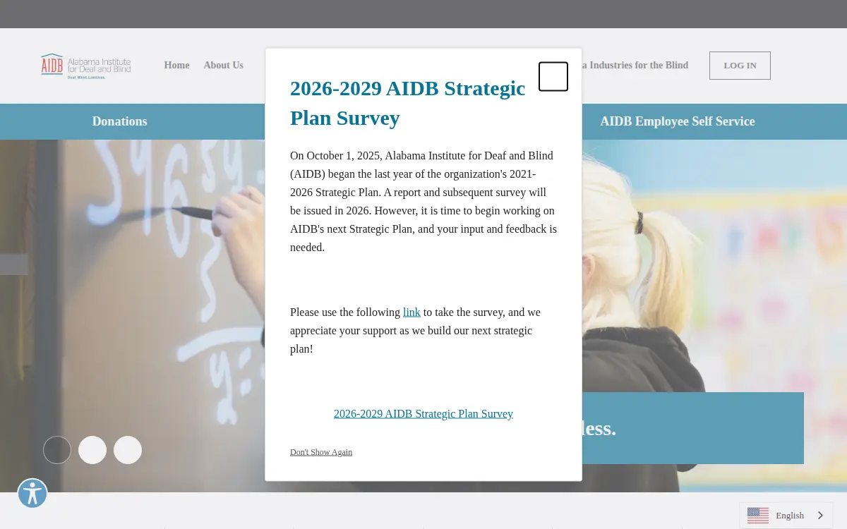 Homepage of Alabama Institute for Deaf & Blind