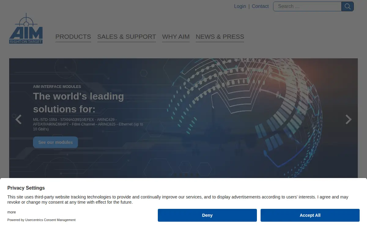 Homepage of Aim-usa LLC