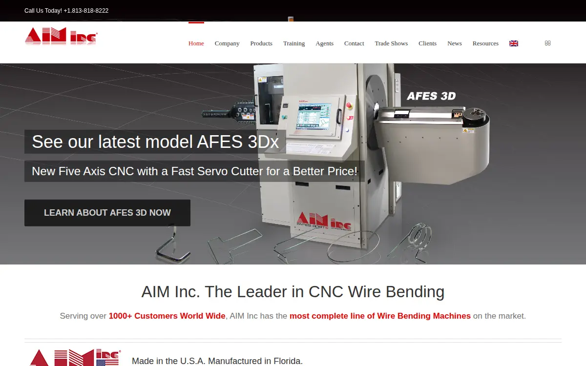Homepage of Automated Industrial Machinery, INC