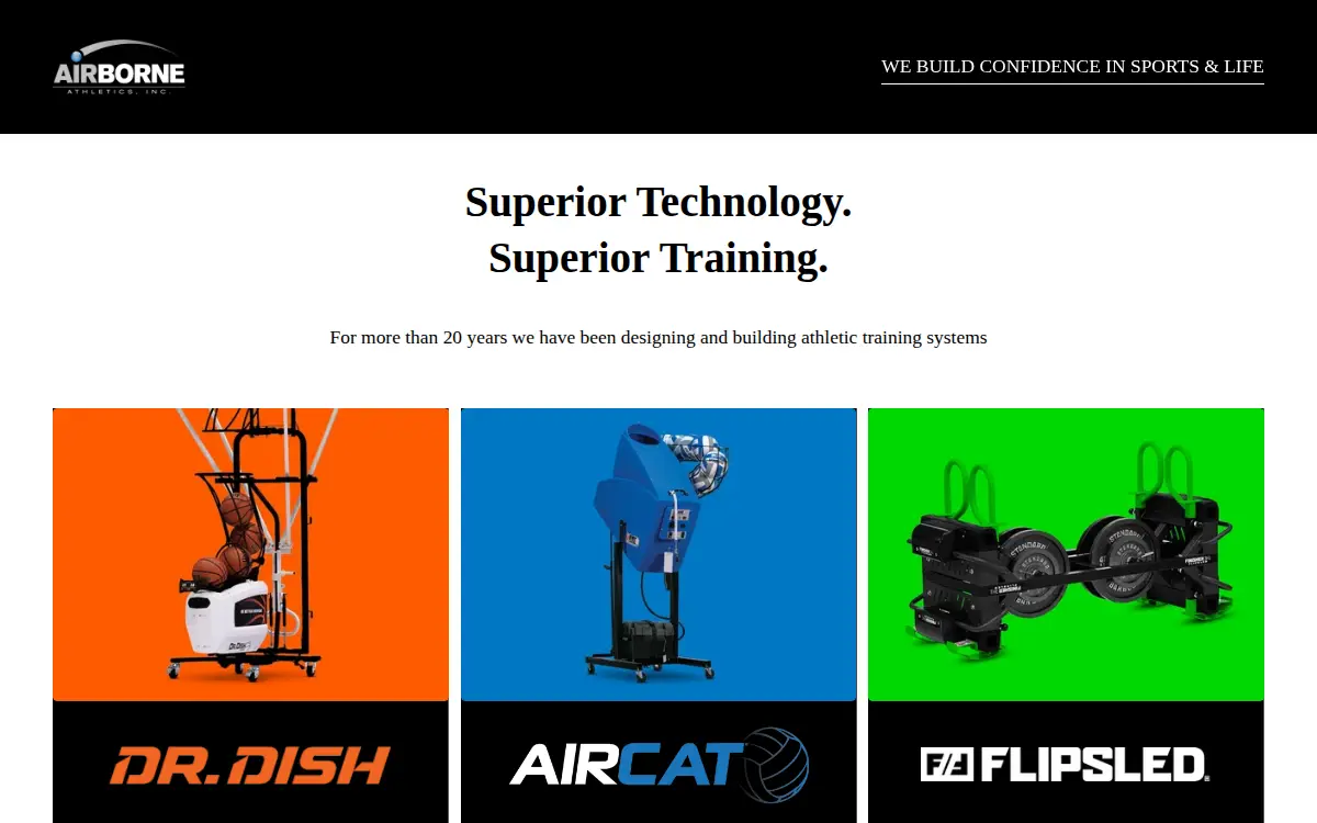Homepage of Airborne Athletics, INC.