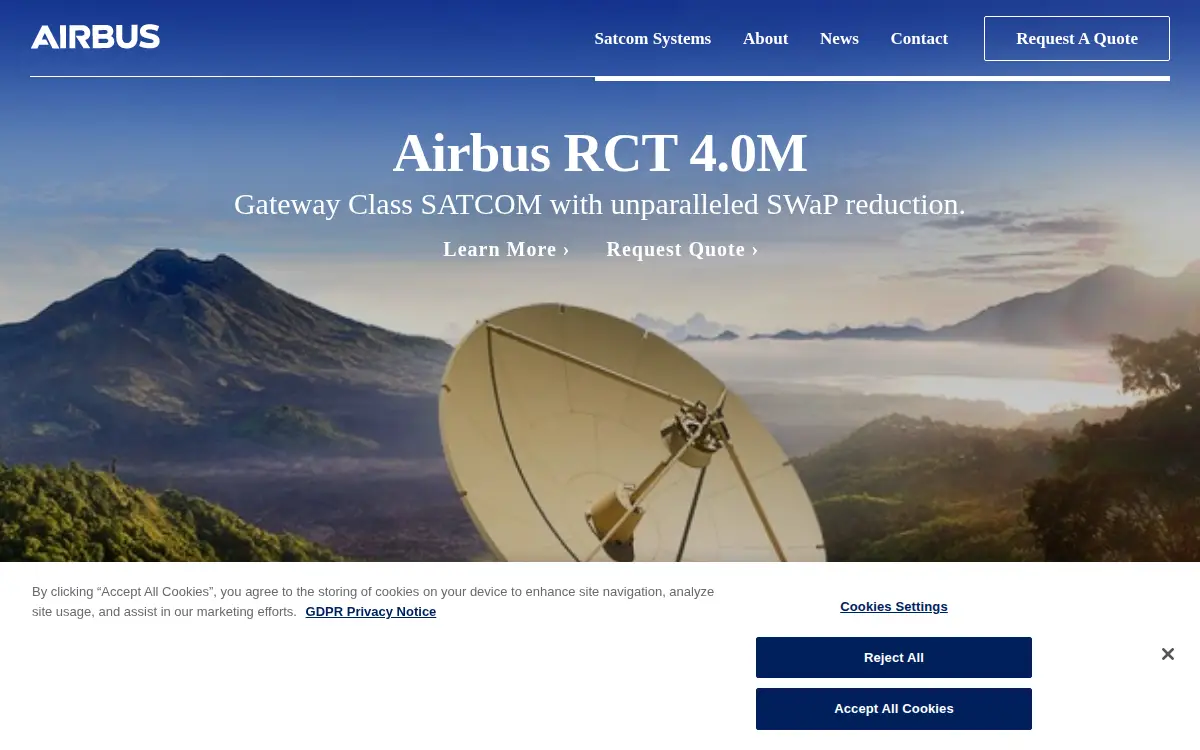 Homepage of Airbus Ds Government Solutions INC