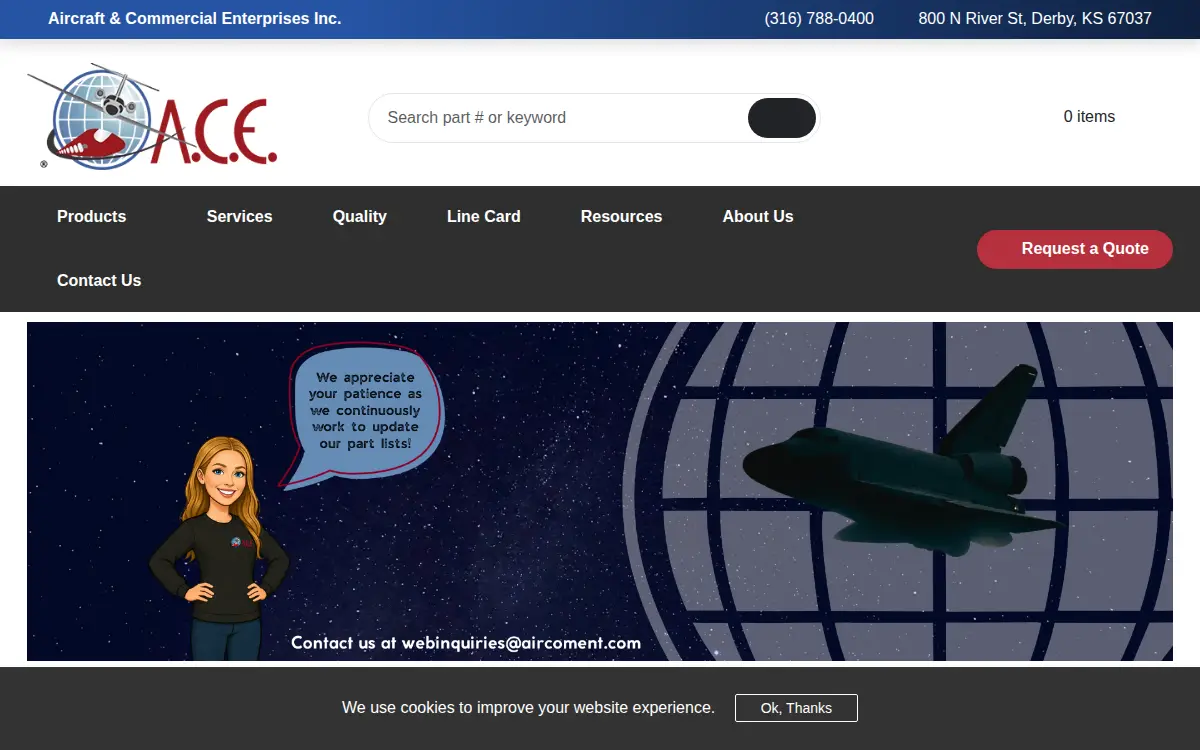 Homepage of Aircraft & Commercial Enterprises, INC