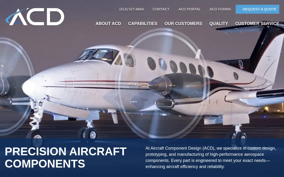Homepage of Aircraft Component Design, LLC.