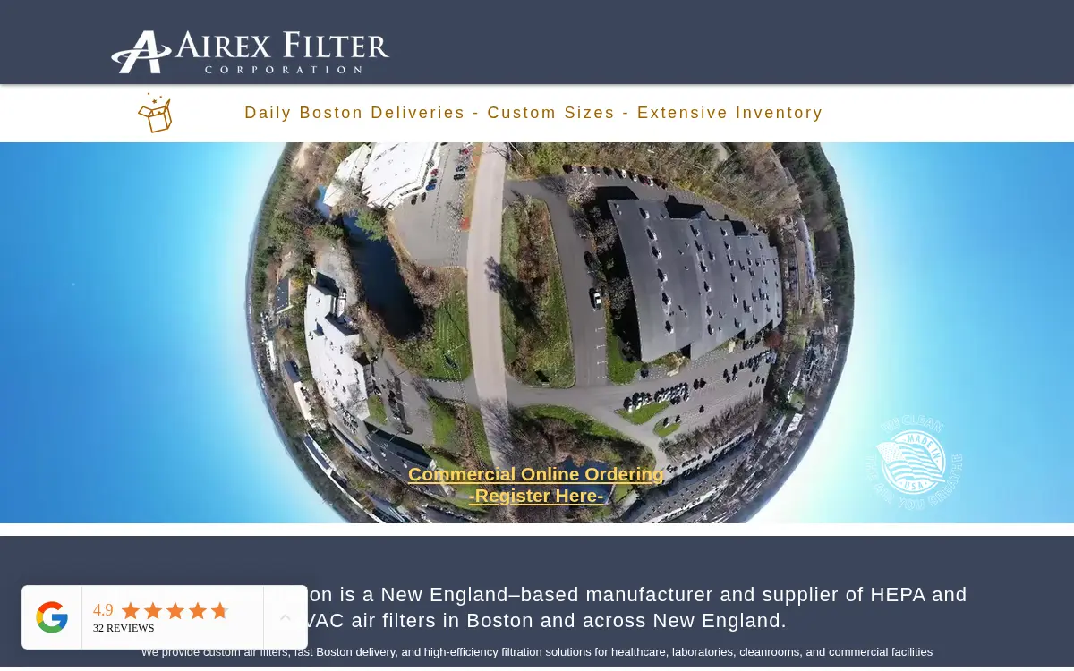 Homepage of Airex Filter CORP