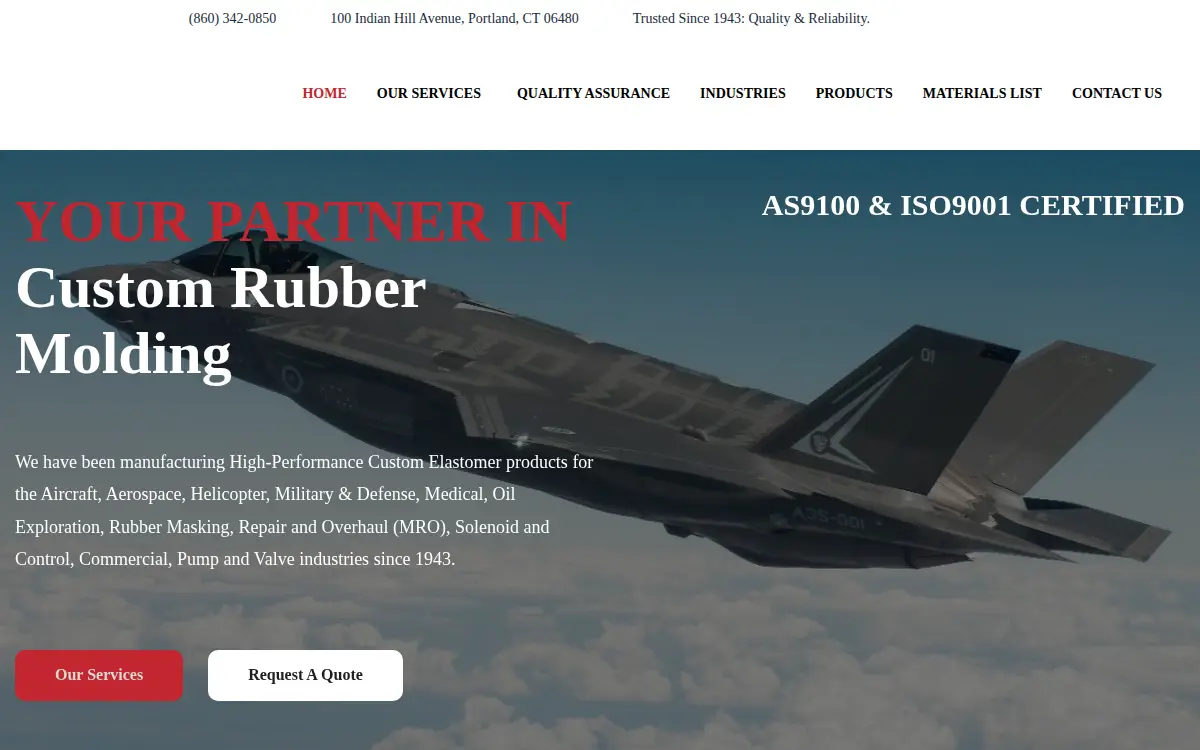 Homepage of Airex Rubber Products Corporation