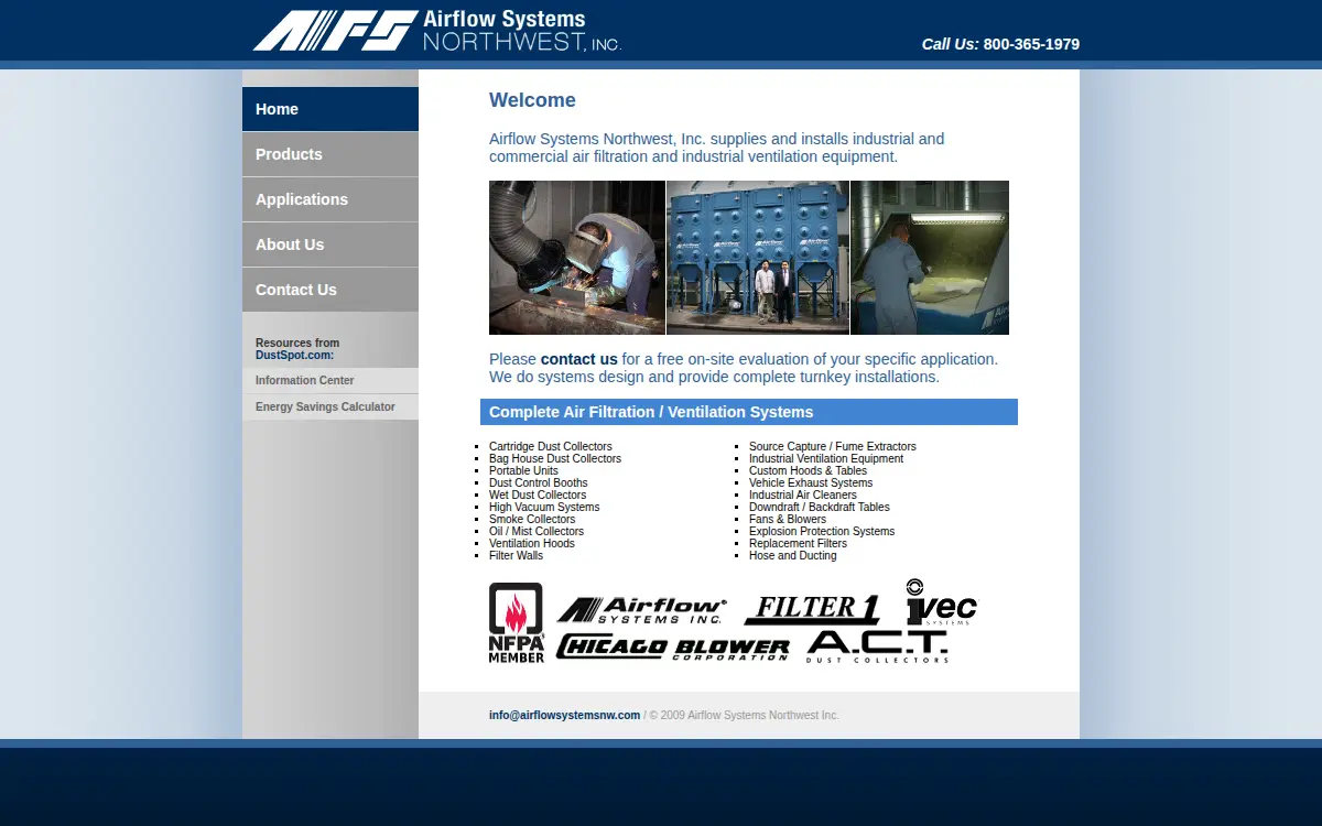 Homepage of Airflow Systems, Northwest INC.
