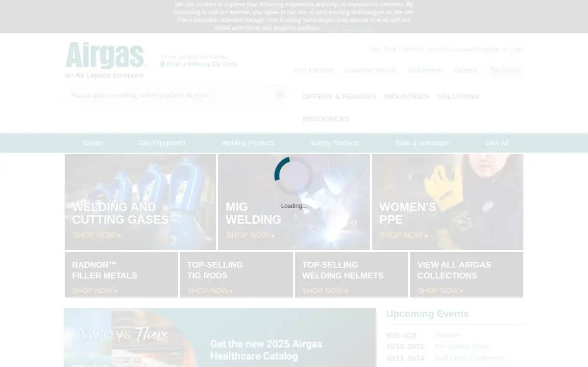 Homepage of Airgas USA LLC