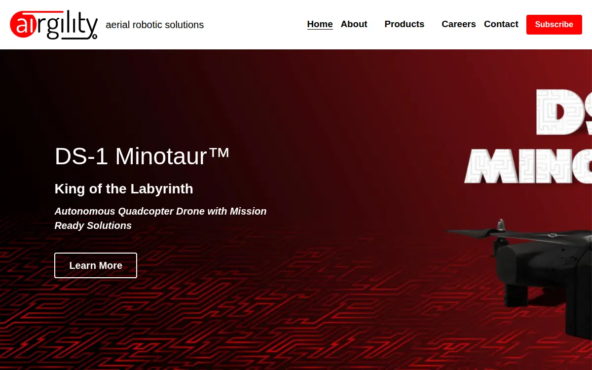 Homepage of Airgility, INC