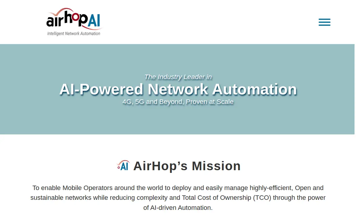 Homepage of Airhop Communications INC