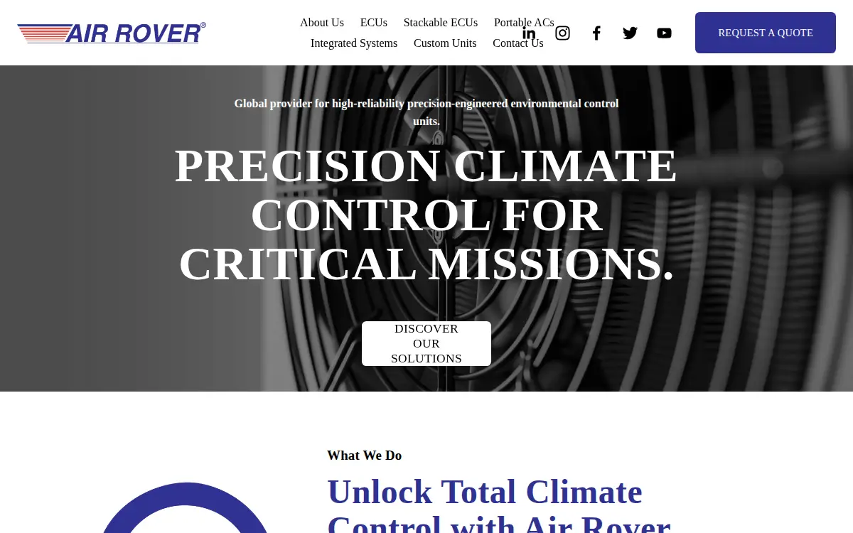 Homepage of Air Rover, LLC