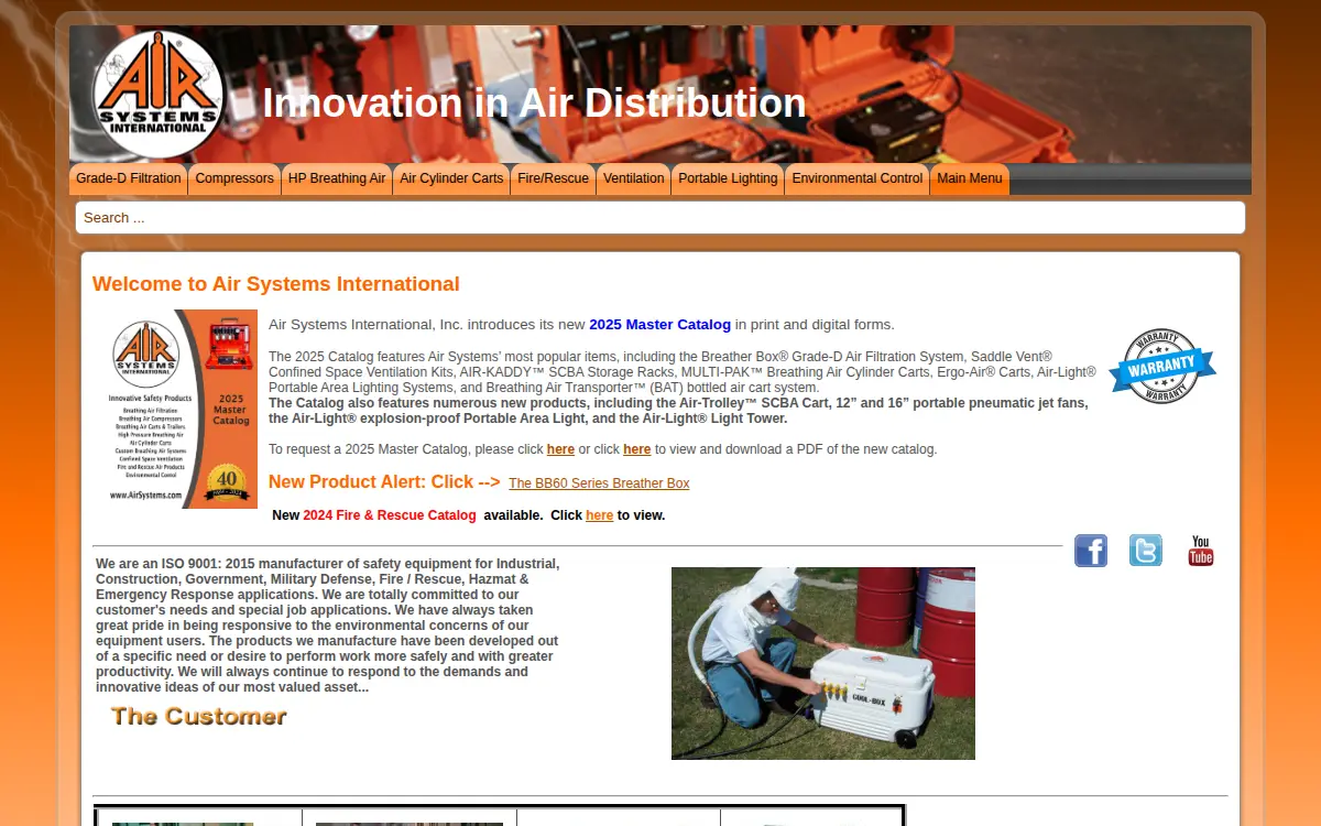 Homepage of Air Systems International, INC. (used in Va By: Air Systems, Inc.)