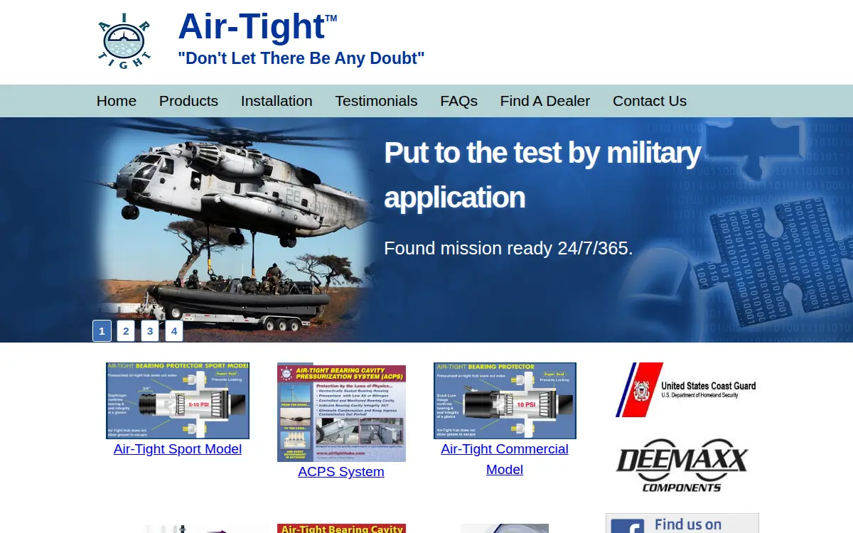 Homepage of Air Tight, LLC