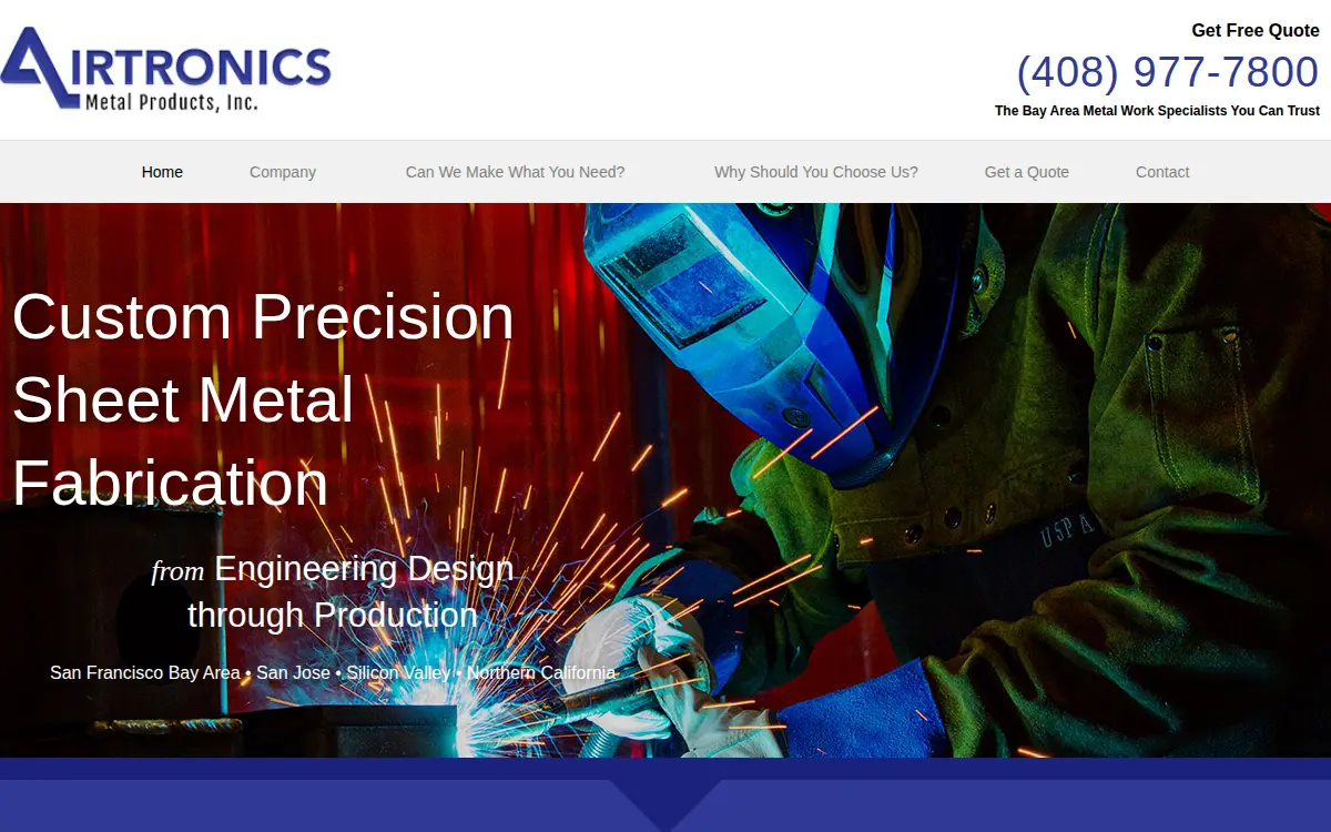 Homepage of Airtronics Metal Products, INC.