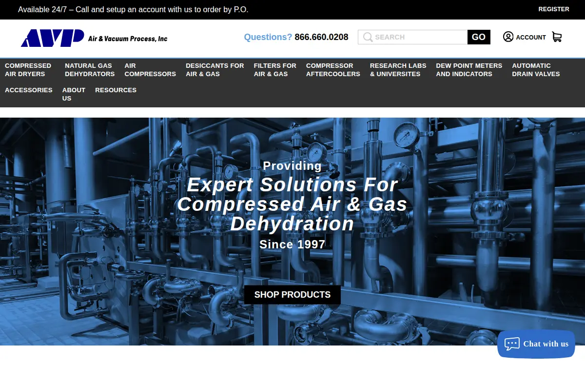 Homepage of Air & Vacuum Process, INC.