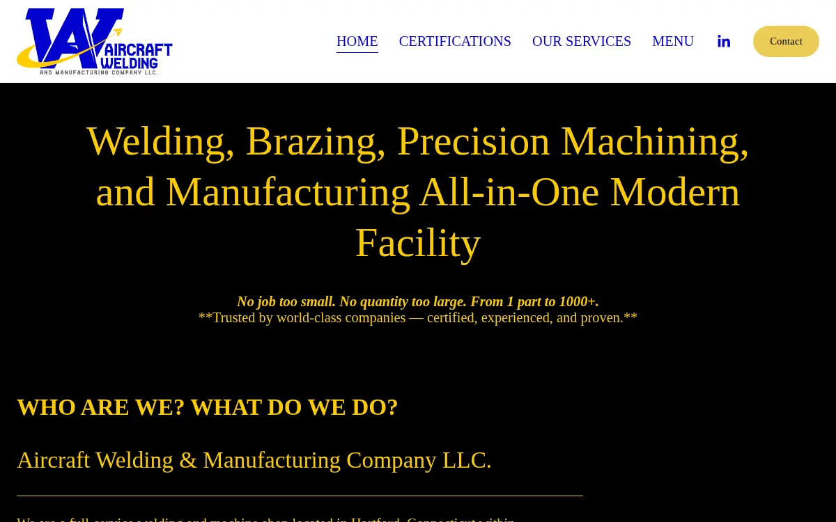 Homepage of Aircraft Welding & Manufacturing Co, LLC
