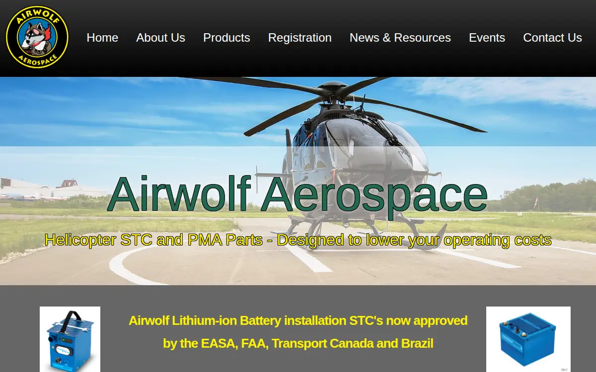 Homepage of Airwolf Aerospace LLC