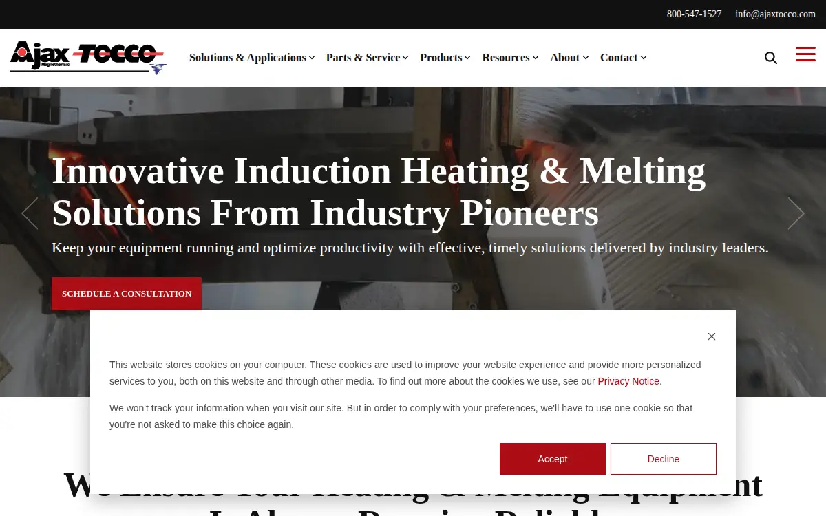 Homepage of Ajax Tocco Magnethermic CORP